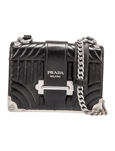 PRADA Soft Calfskin Impunture Diagramme Cahier Bag Black 